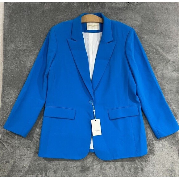 Amanda Uprichard Reggie Blazer Jacket Button Sky Blue Oversized Size Med NEW - Picture 1 of 9